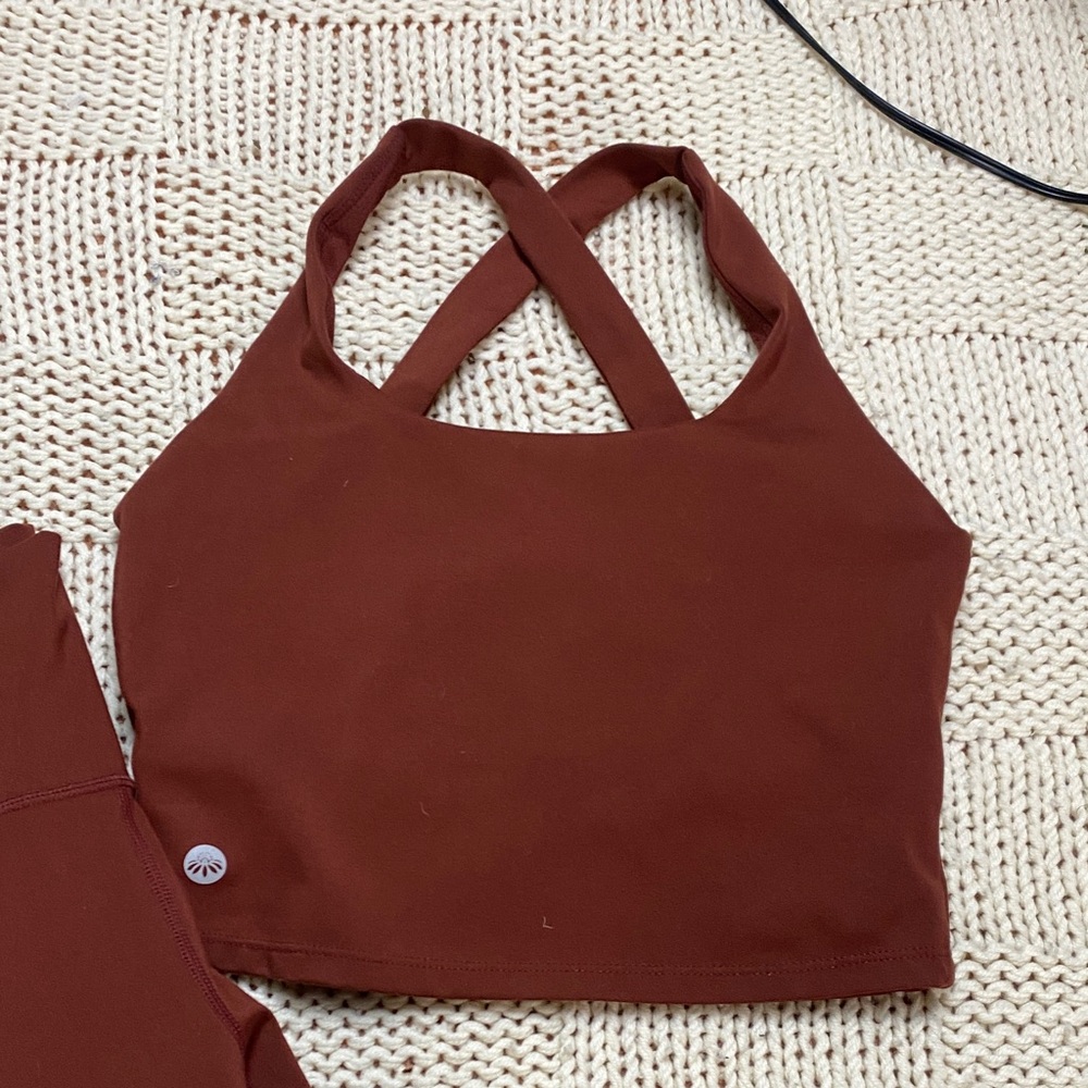Senita Maroon Top and Leggings Workout Set Size S - Picture 2 of 11